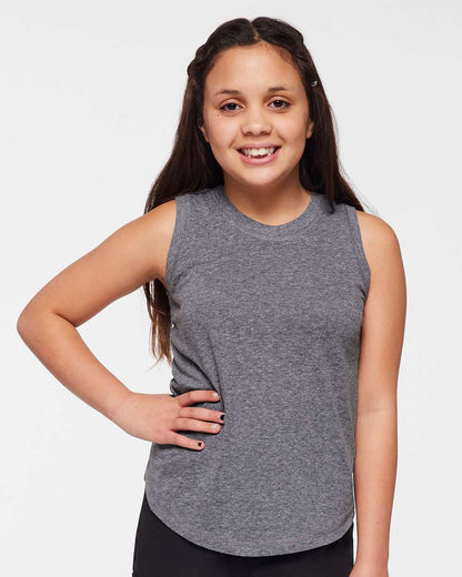 LAT Girls' Relaxed Fine Jersey Tank 2692 #colormdl_Granite Heather