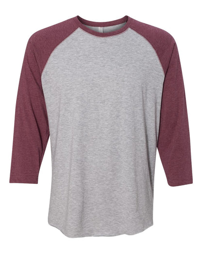 LAT Men's Baseball Fine Jersey Three-Quarter Sleeve Tee 6930 #color_Vintage Heather/ Vintage Burgundy