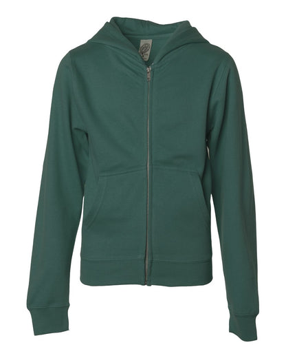 Independent Trading Co. Youth Midweight Full-Zip Hooded Sweatshirt SS4001YZ #color_Alpine Green