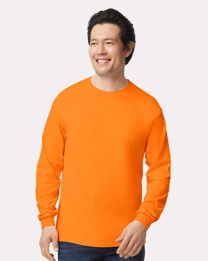 Gildan Unisex Ultra Cotton® Long Sleeve T-Shirt 2400 #colormdl_Safety Orange