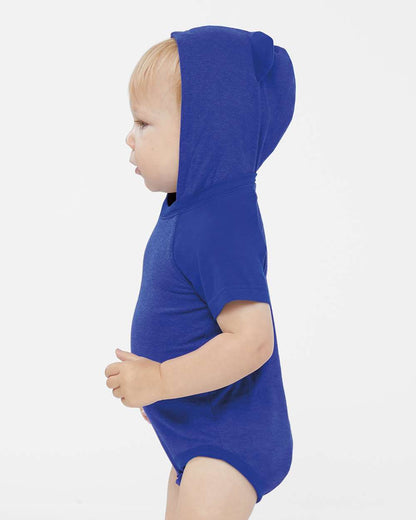 Rabbit Skins Infant Fine Jersey Raglan Bodysuit with Hood & Ears 4417 #colormdl_Vintage Royal/ Royal