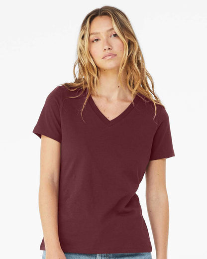 BELLA + CANVAS Women’s Relaxed Jersey V-Neck Tee 6405 #colormdl_Maroon