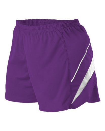 Alleson Athletic Women's Loose Fit Track Shorts R1LFPW #color_Purple/ White