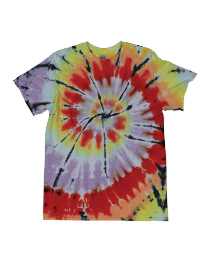 Dyenomite Rainbow Cut-Spiral Tie-Dyed T-Shirt 200TD #color_Energy