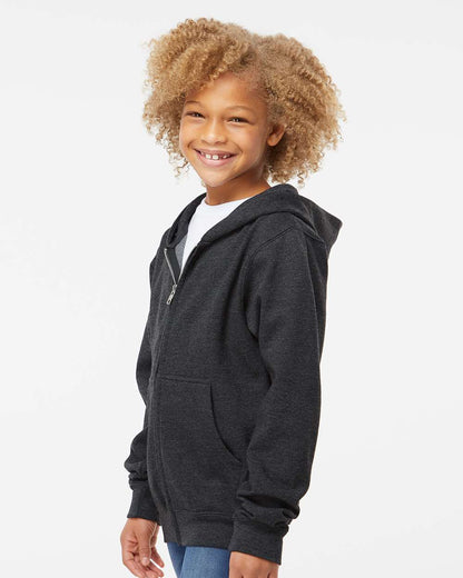 Independent Trading Co. Youth Midweight Full-Zip Hooded Sweatshirt SS4001YZ #colormdl_Charcoal Heather