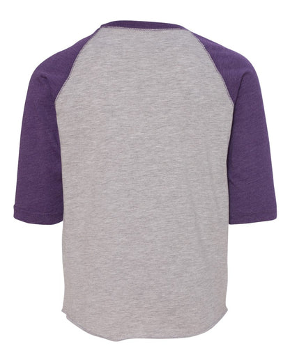 Rabbit Skins Toddler Baseball Fine Jersey Three-Quarter Sleeve Tee 3330 #color_Vintage Heather/ Vintage Purple