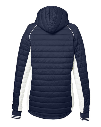 Nautica Women's Nautical Mile Hooded Puffer Jacket N17187 #color_Navy/ Antique White