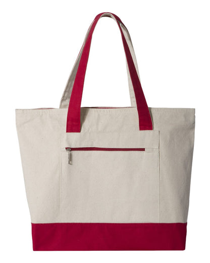 Q-Tees 19L Zippered Tote Q1300 #color_Natural/ Red