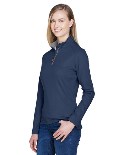 Devon & Jones Women's DRYTEC20™ Performance Quarter-Zip Pullover DG479W #colormdl_Navy/ Grey Heather/ Graphite