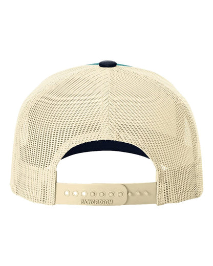 Richardson Five-Panel Trucker Cap 112FP #color_Blue Teal/ Birch/ Navy