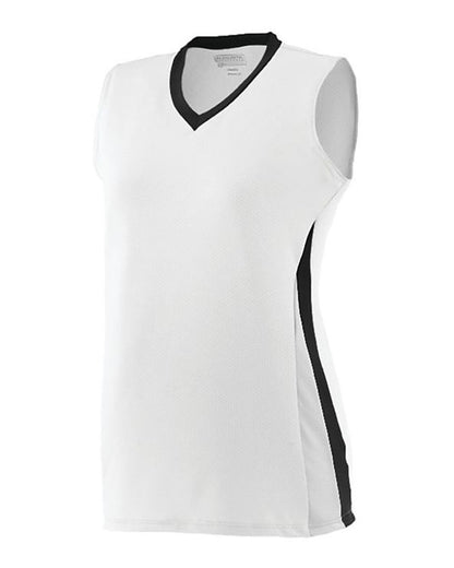 Augusta Sportswear Girls' Tornado Jersey 1356 #color_White/ Black/ White