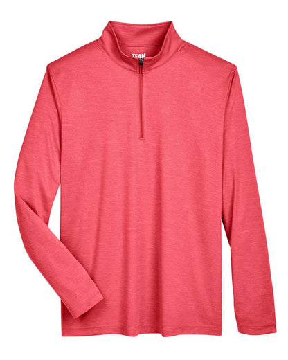 Team 365 Men's Zone Sonic Heather Performance Quarter-Zip Pullover TT31H #color_Sport Red Heather