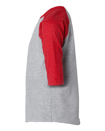 Rabbit Skins Toddler Baseball Fine Jersey Three-Quarter Sleeve Tee 3330 #color_Vintage Heather/ Vintage Red