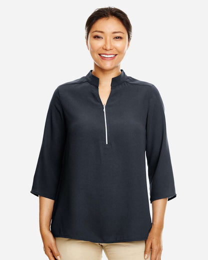 Devon & Jones Women's Perfect Fit™  Three-Quarter Sleeve Crepe Tunic DP611W #colormdl_Black