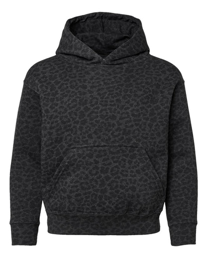 LAT Youth Fleece Hoodie Sweatshirt 2296 #color_Black Leopard