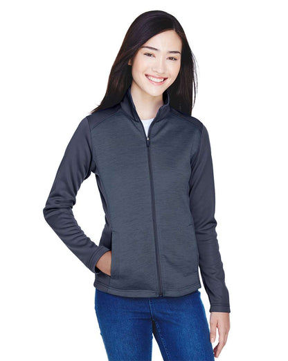 Devon & Jones Women's Newbury Colorblock Mélange Fleece Full-Zip Jacket DG796W #colormdl_Navy/ Navy Heather