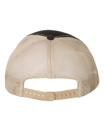 Richardson Garment-Washed Trucker Cap 111 #color_Black/ Khaki