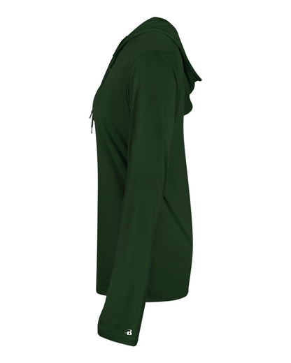 Badger Women's B-Core Long Sleeve Hooded T-Shirt 4165 #color_Forest