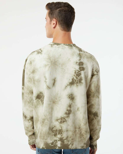 Independent Trading Co. Midweight Tie-Dyed Crewneck Sweatshirt PRM3500TD #colormdl_Tie Dye Olive