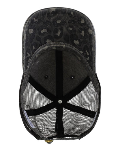 Infinity Her Women's Printed Bill with Mesh Back Cap JANET #color_Black/ Black Leopard/ Black
