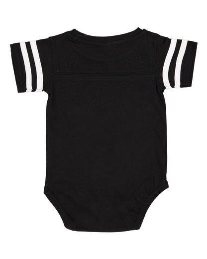 Rabbit Skins Infant Football Fine Jersey Bodysuit 4437 #color_Black Solid/ White