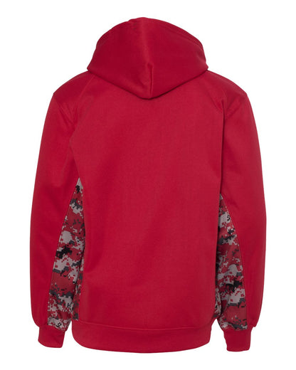 Badger Youth Digital Camo Colorblock Performance Fleece Hooded Sweatshirt 2464 #color_Red/ Red