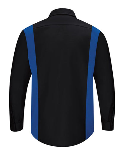 Red Kap Men's Performance Plus Long Sleeve Shirt with OilBlok Technology SY32 #color_Black/ Royal Blue