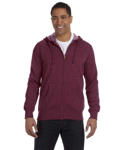econscious Unisex Heathered Full-Zip Hooded Sweatshirt EC5680 #colormdl_Berry