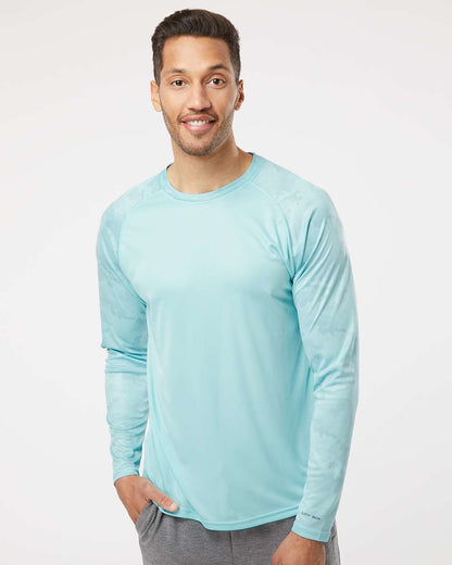 Paragon Unisex Cayman Performance Camo Colorblocked Long Sleeve T-Shirt 216 #colormdl_Aqua Blue