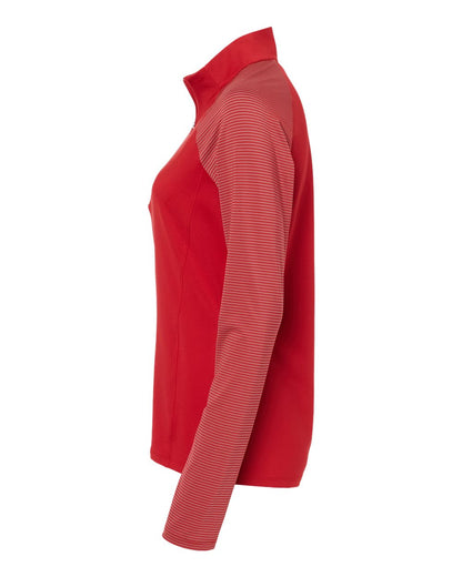 Adidas Women's Stripe Block Quarter-Zip Pullover A521 #color_Team Power Red