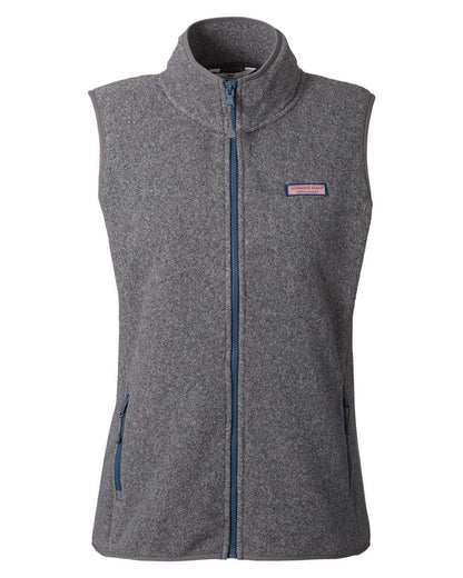 vineyard vines Women's Harbor Fleece Vest O001412 #color_Charcoal Heather