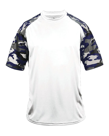 Badger Men's Camo Sport T-Shirt 4141 #color_White/ Navy Camo