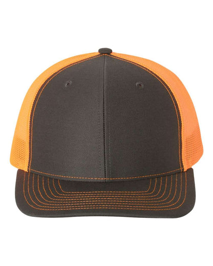 Richardson Snapback Trucker Cap 112 #color_Charcoal/ Orange
