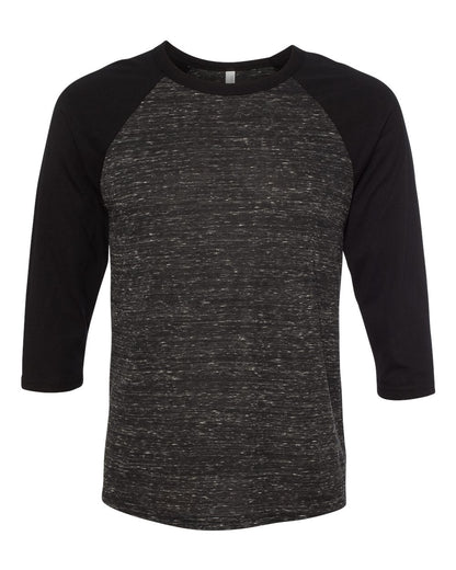 BELLA + CANVAS Three-Quarter Sleeve Baseball Tee 3200 #color_Black Marble/ Black