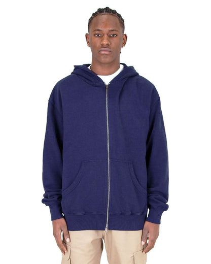 Shaka Wear Men's Garment-Dyed Double-Zip Hooded Sweatshirt SHGDZ #colormdl_Navy