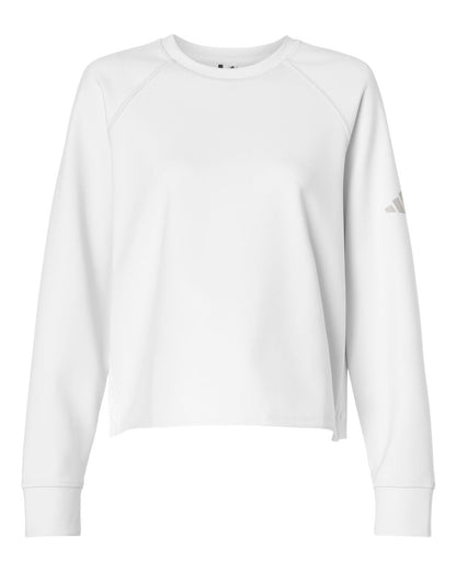 Adidas Women's Beyond Side-Snap Crewneck Sweatshirt A1014 #color_White