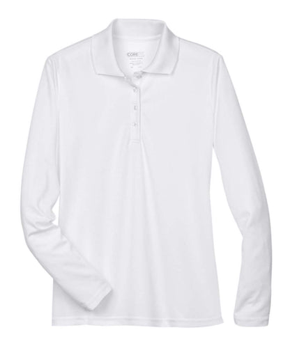 CORE365 Women's Pinnacle Performance Long Sleeve Piqué Polo 78192 #color_White