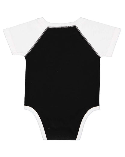 Rabbit Skins Infant Baseball Fine Jersey Bodysuit 4430 #color_Black/ White