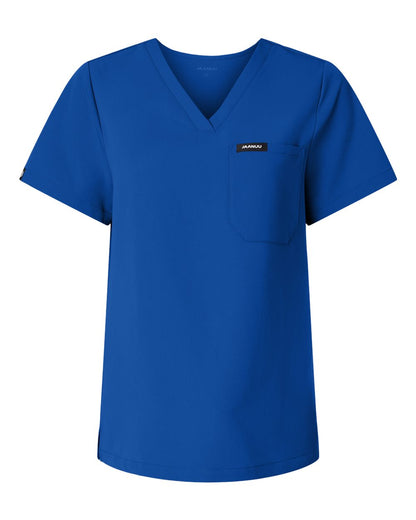 Jaanuu Women's Rhena Essential 1-Pocket Scrub V-Neck Top W10001 #color_Royal Blue