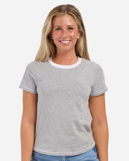 Boxercraft Women's Contrast Stitch Baby Tee BW2106 #colormdl_Oxford Heather