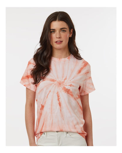 Dyenomite Cyclone Pinwheel Tie-Dyed T-Shirt 200CY #colormdl_Peach
