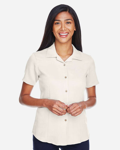 Harriton Women's Bahama Cord Camp Shirt M570W #colormdl_Cream