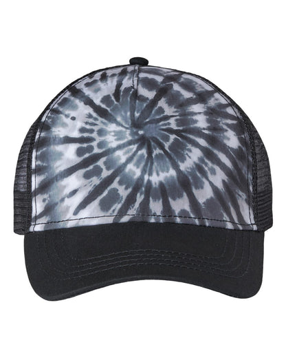 Colortone Tie-Dyed Five-Panel Trucker Cap 9200 #color_Spider Black