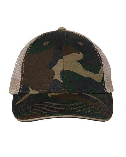 Valucap Sandwich Trucker Cap S102 #color_Green Camo/ Tan