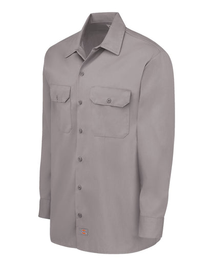 Dickies Men's Tall Long Sleeve Work Shirt 5574T #color_Silver Grey
