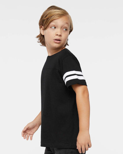 LAT Youth Football Fine Jersey Tee 6137 #colormdl_Black Solid/ White