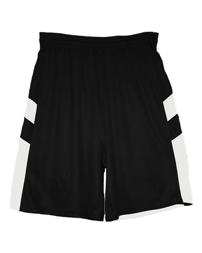 Alleson Athletic Men's B-Pivot Rev. Shorts 7266 #color_Black/ White