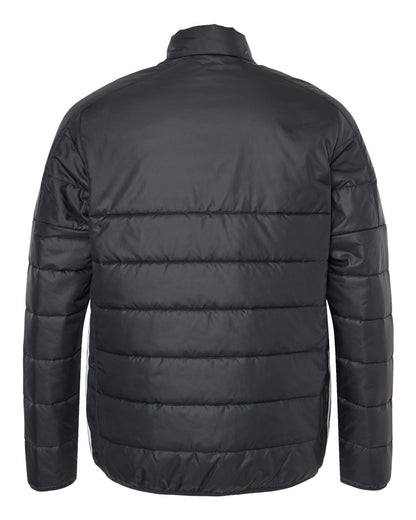 Adidas Men's 3 Stripe Puffer Full-Zip Jacket A570 #color_Black