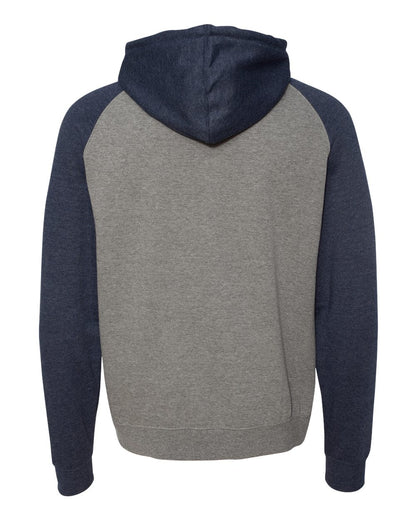 Independent Trading Co. Unisex Raglan Hooded Sweatshirt IND40RP #color_Gunmetal Heather/ Classic Navy Heather
