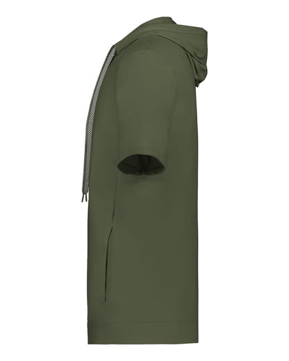 Holloway Youth Eco Revive™ Ventura Soft Knit Short Sleeve Hooded Sweatshirt 222605 #color_Olive